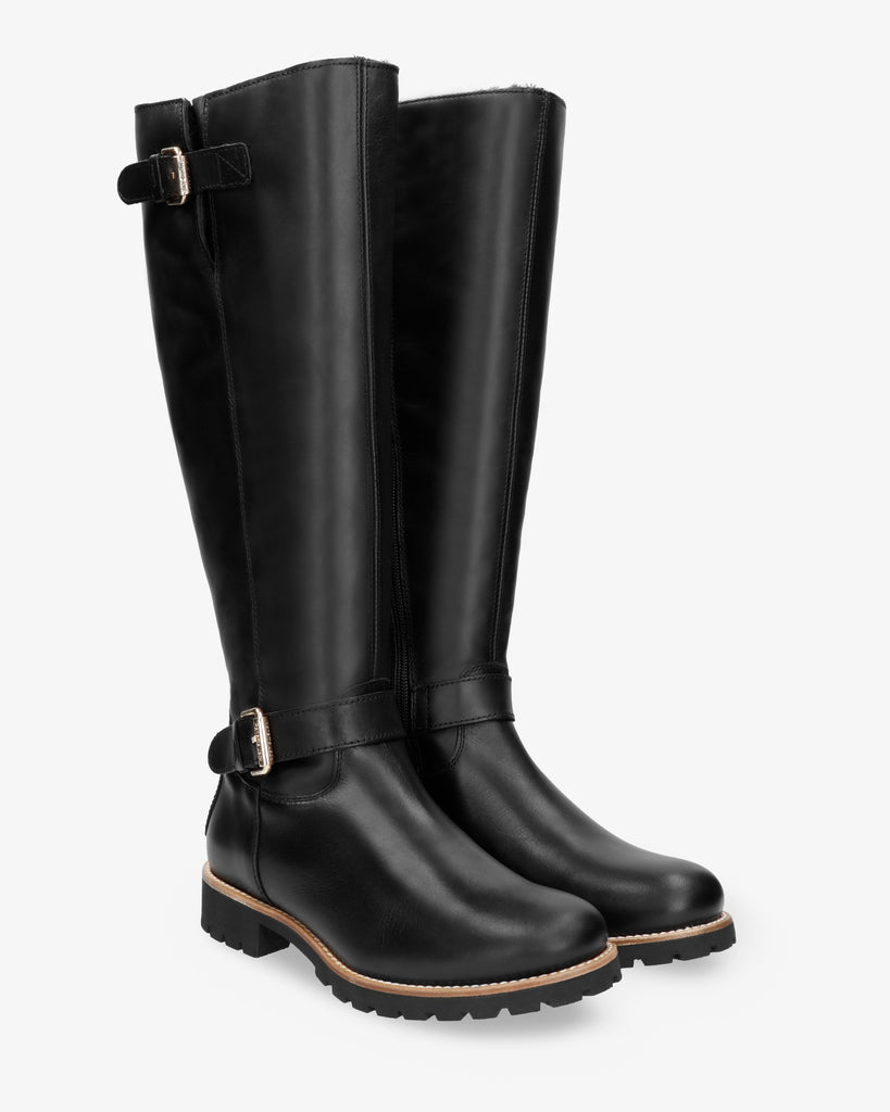 Amberes Igloo Trav botas de piel con forro interior de pelo natural. negro