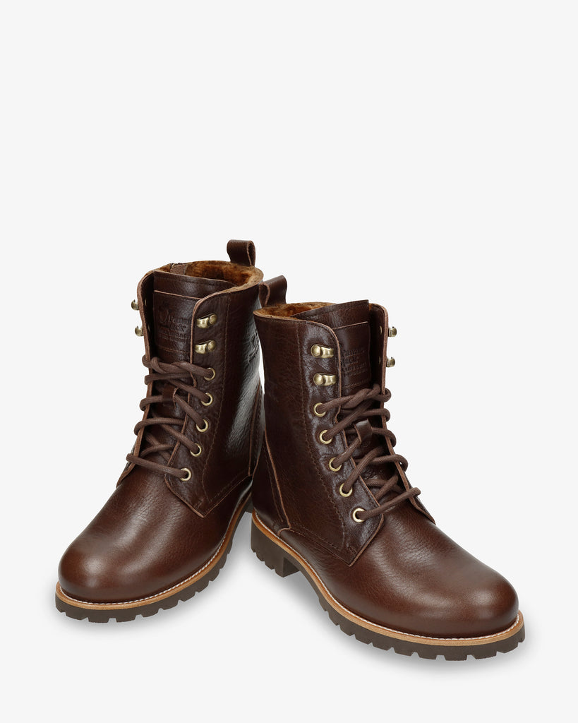 Fara Igloo Trav botas de piel con forro interior de pelo natural. marron