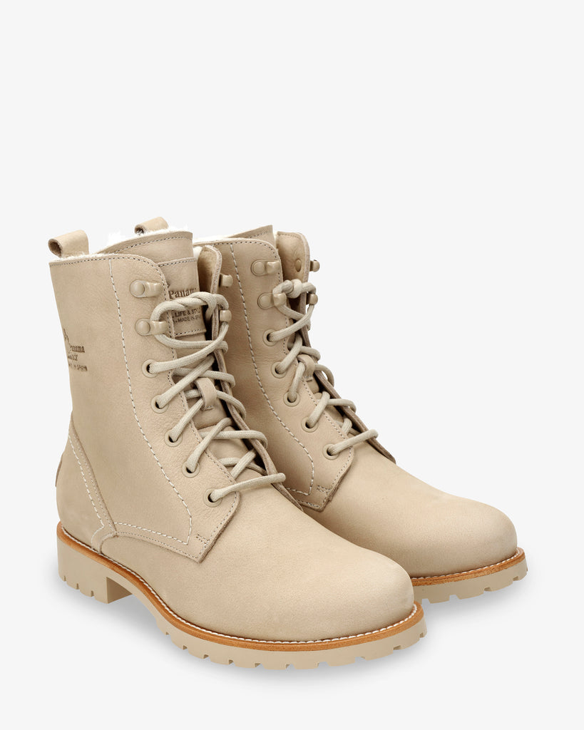 Fara Igloo Trav botas de piel con forro interior de pelo natural. crudo