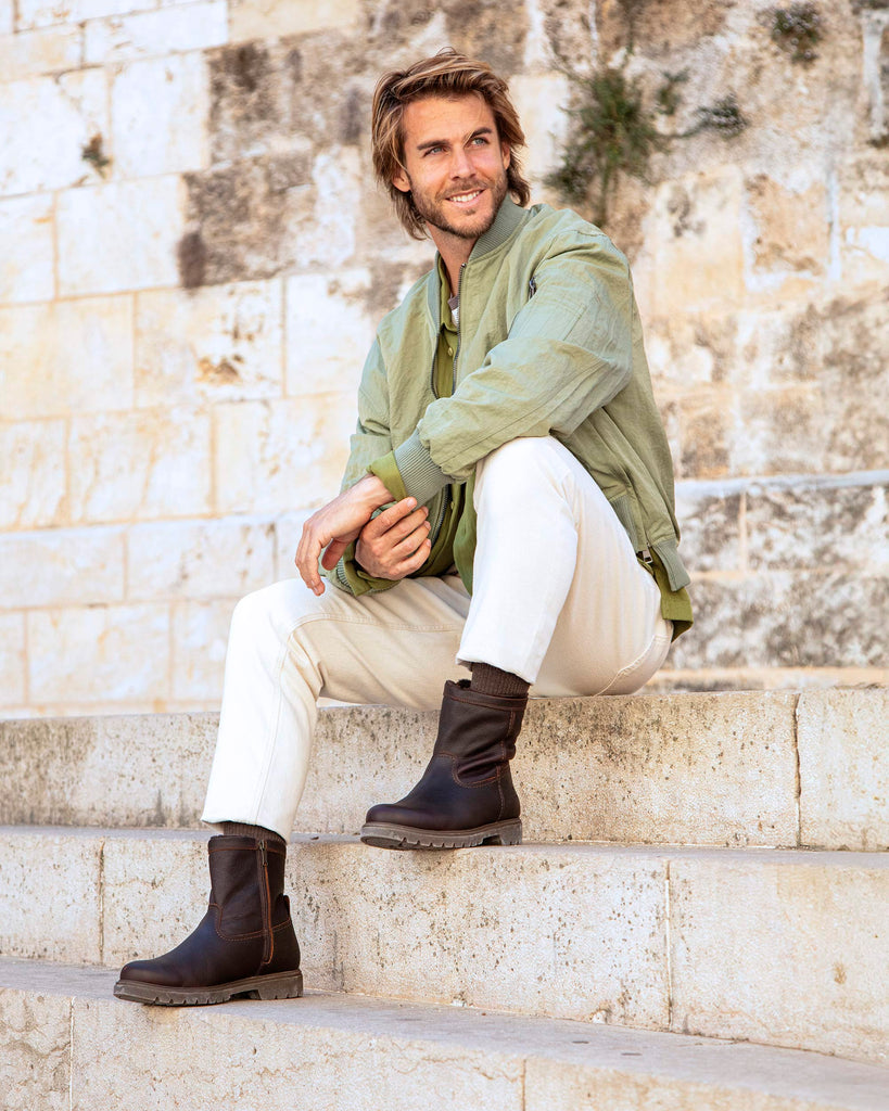 Fedro botas de piel con forro interior de pelo. castaño