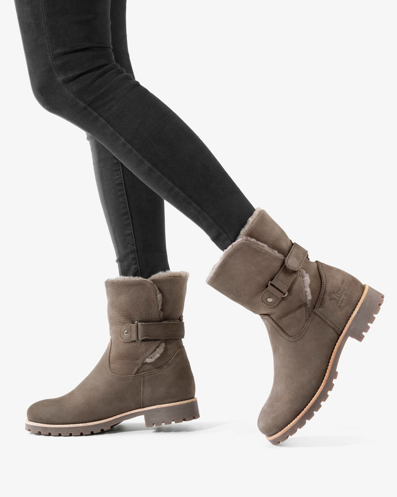 Felia Igloo botas de piel con forro interior de pelo natural. gris