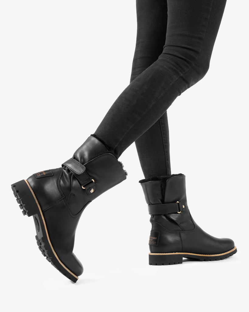 Felia Igloo Trav botas de piel con forro interior de pelo natural. negro