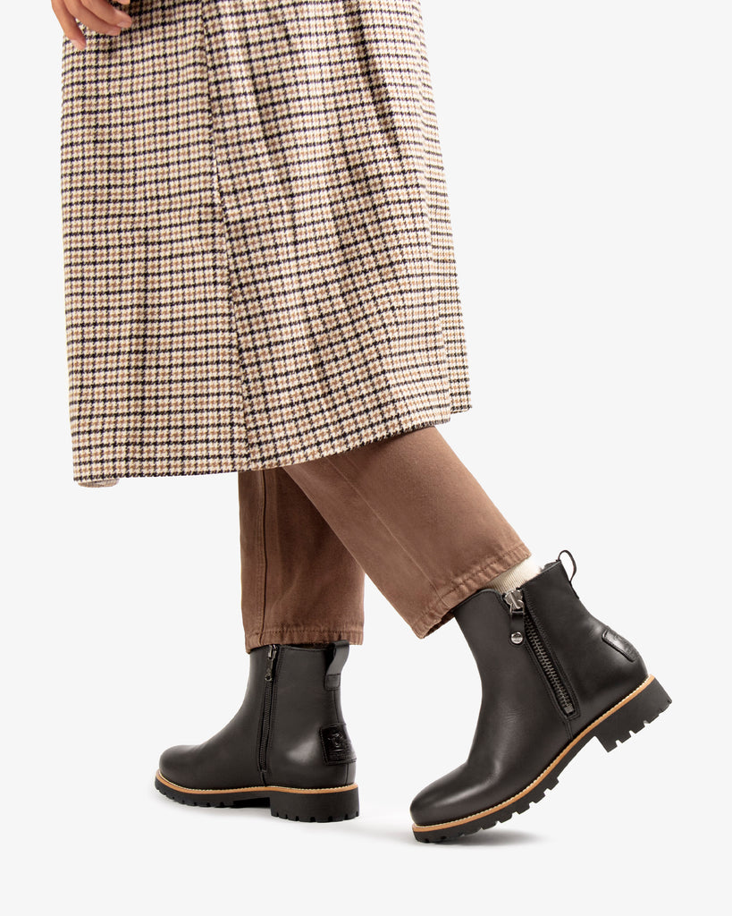 Fiore Igloo Trav botas de piel con forro interior de pelo natural. negro