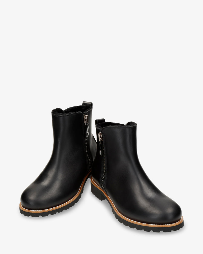 Fiore Igloo Trav botas de piel con forro interior de pelo natural. negro