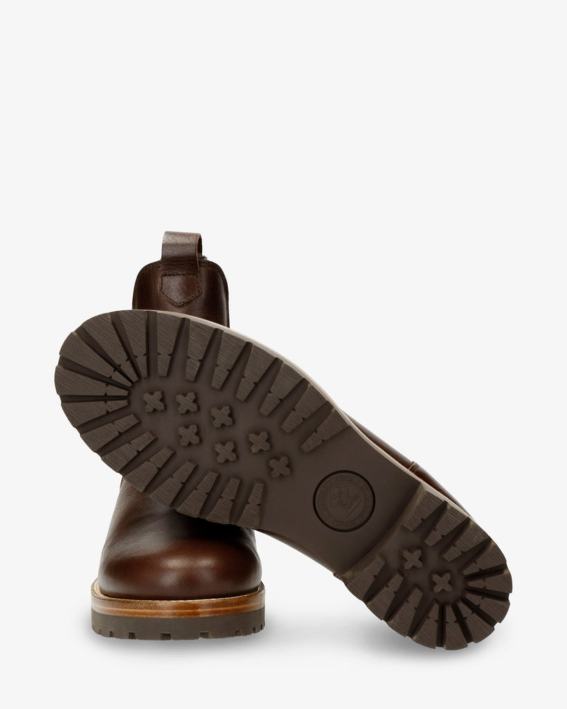 Francesca Igloo botas de piel con forro interior de pelo natural. marron