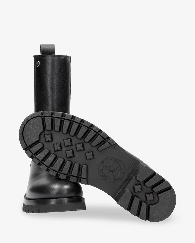 Fresno Igloo botas de piel con forro interior de pelo natural. negro