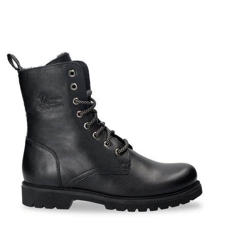 Frisia botas de piel con forro interior de pelo. negro