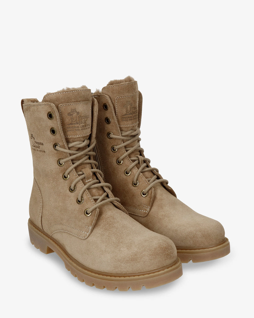 Frisia botas de piel con forro interior de pelo. taupe