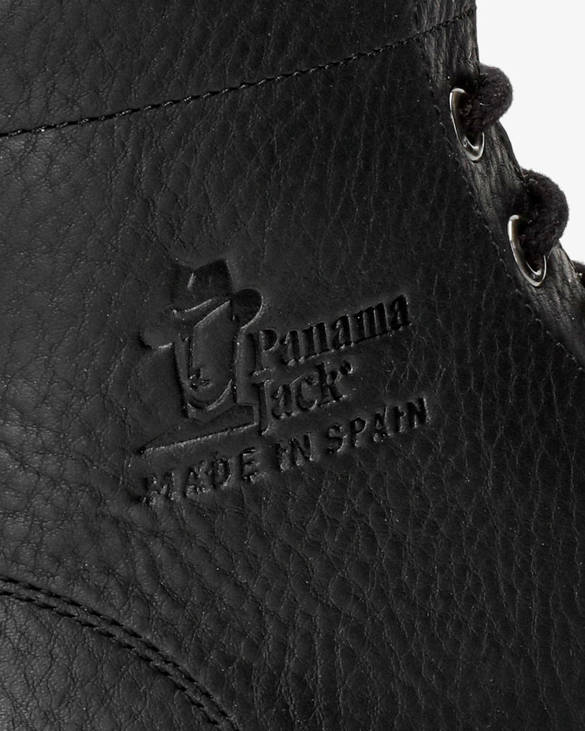 German Igloo botín de piel con forro interior de pelo natural. negro