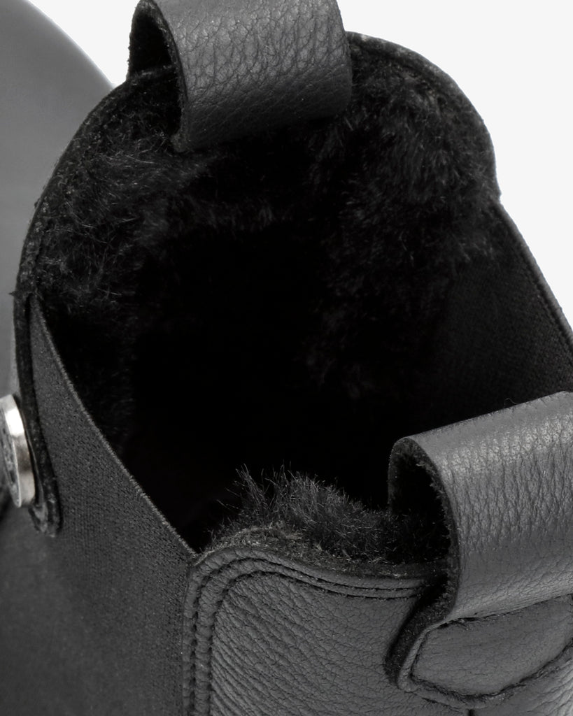 Nery Igloo botines de piel con forro interior de pelo natural. negro