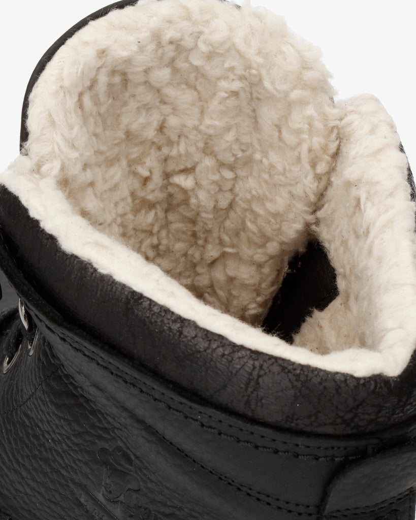 P03 Aviator botas de piel con forro interior de algodón. negro