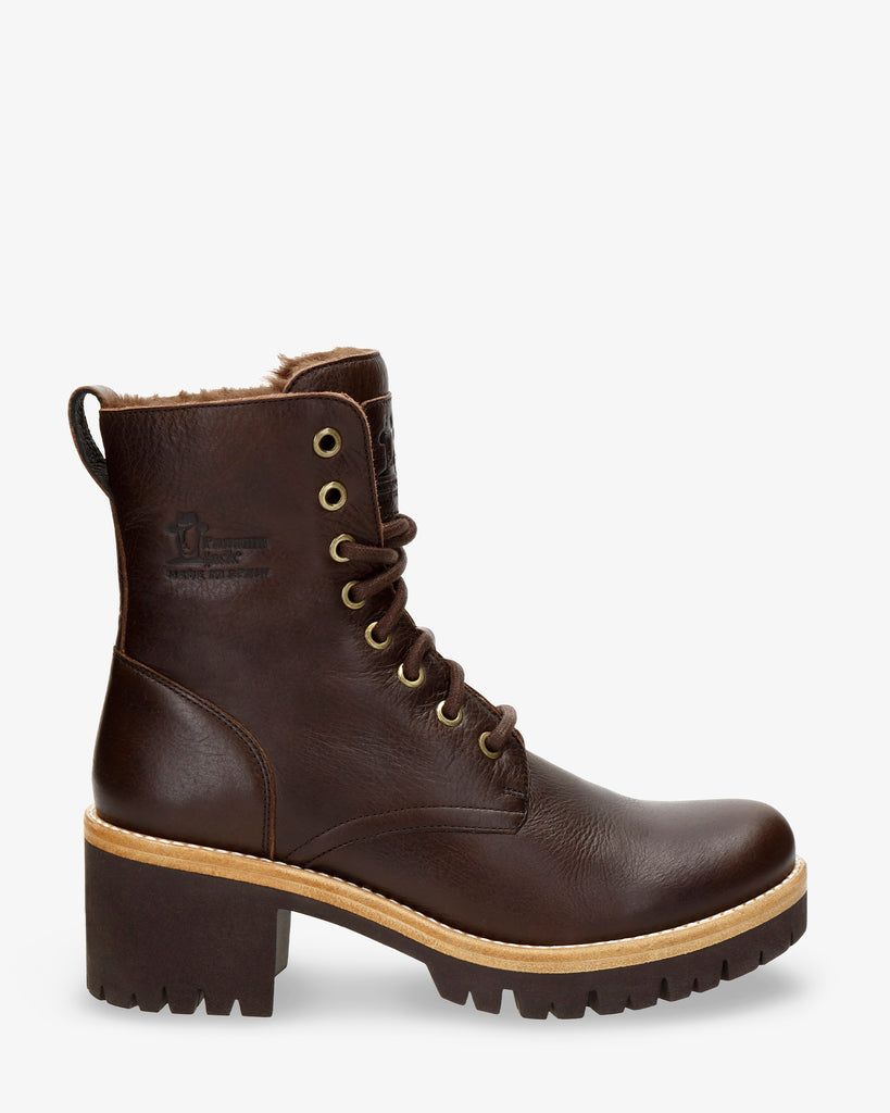 Padma botas de piel con forro interior de pelo. marron