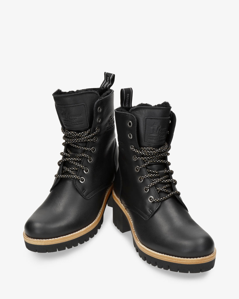 Padma Igloo botas de piel con forro interior de pelo natural. negro