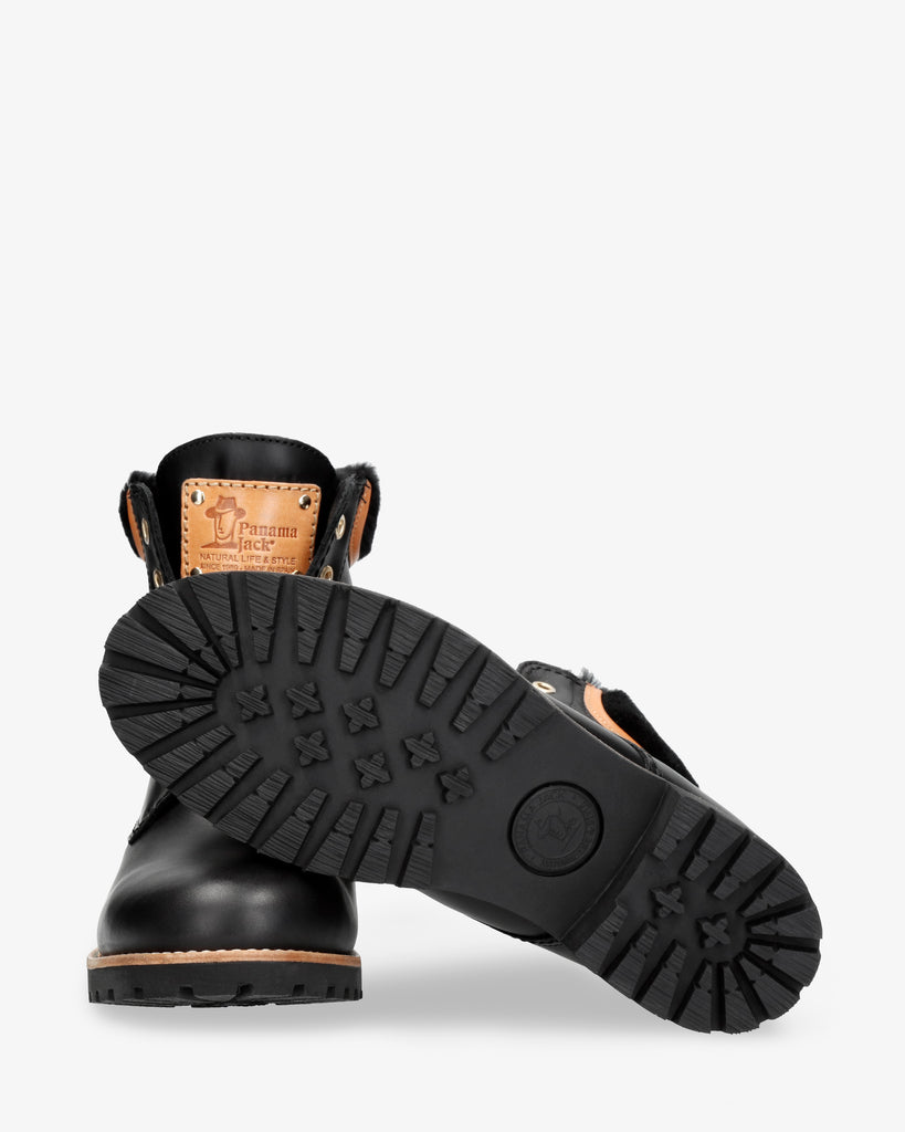 Panama 03 Igloo Trav botas de piel con forro interior de pelo natural. negro