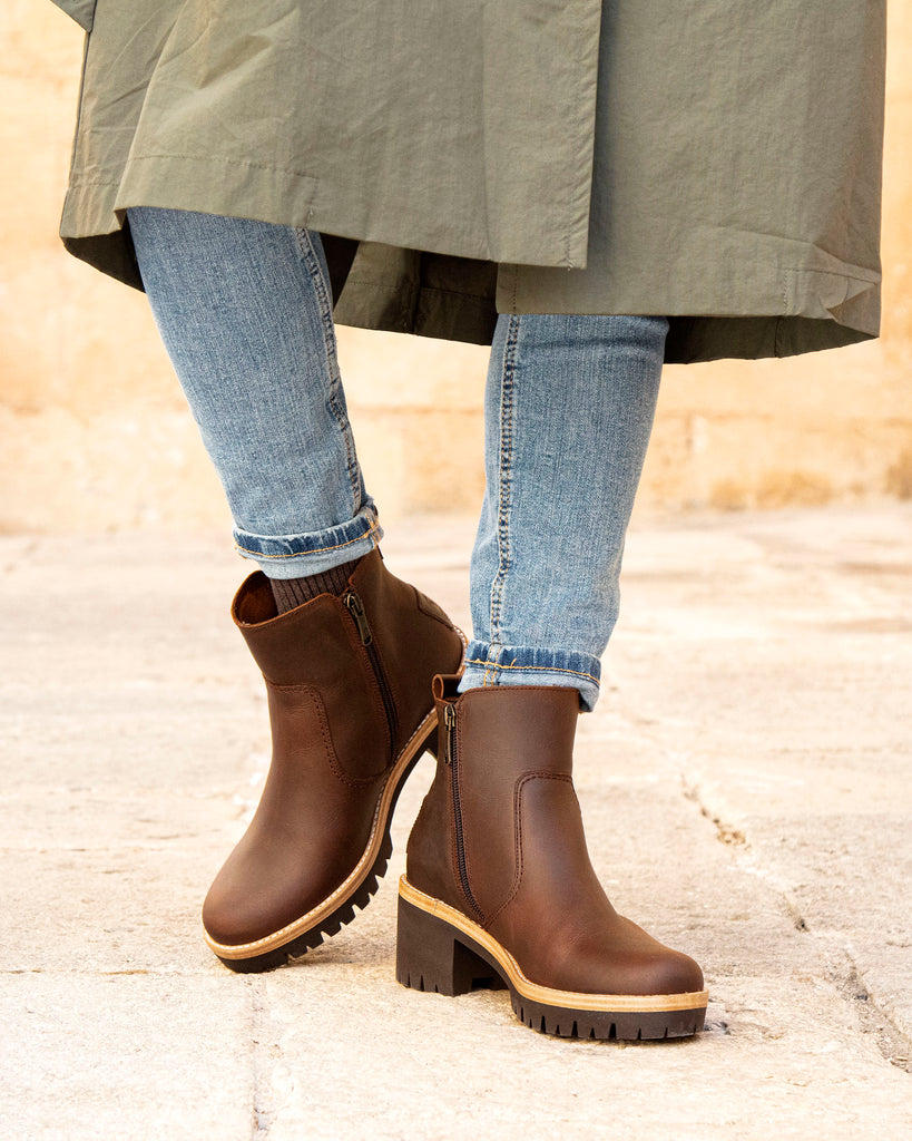 Pauline botines de piel con forro interior de piel. cuero