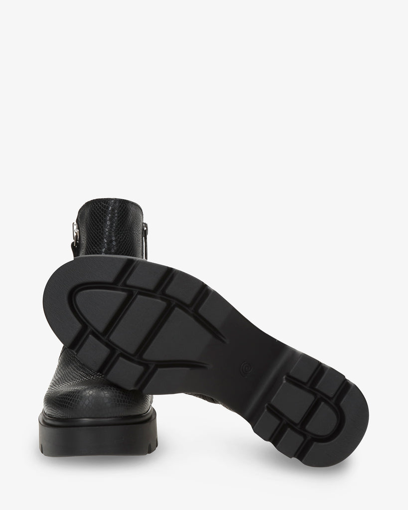 Phuket botín de piel con forro interior de piel. negro