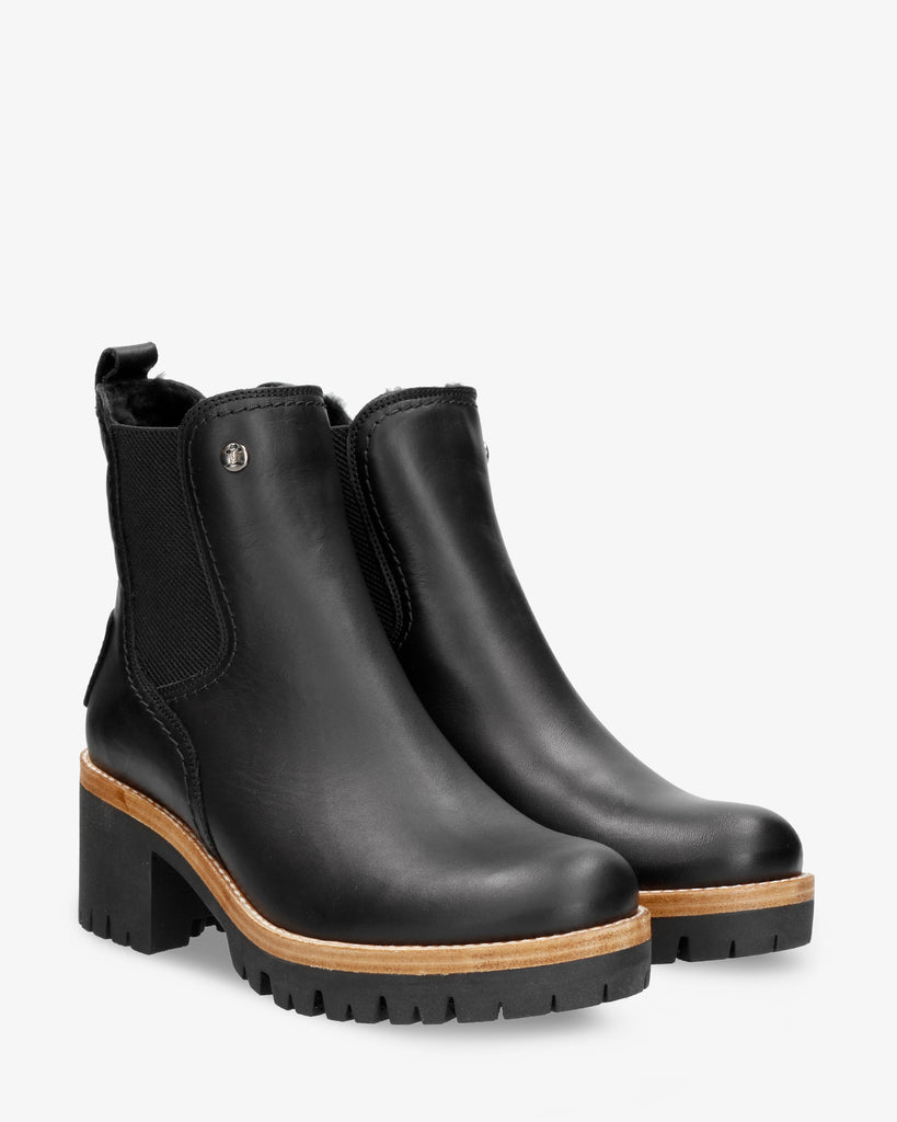 Pia Igloo Trav botines de piel con forro interior de pelo natural. negro