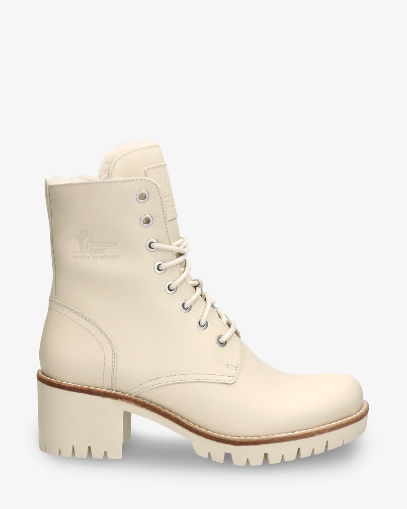 Polonia botas de piel con forro interior de pelo. crudo