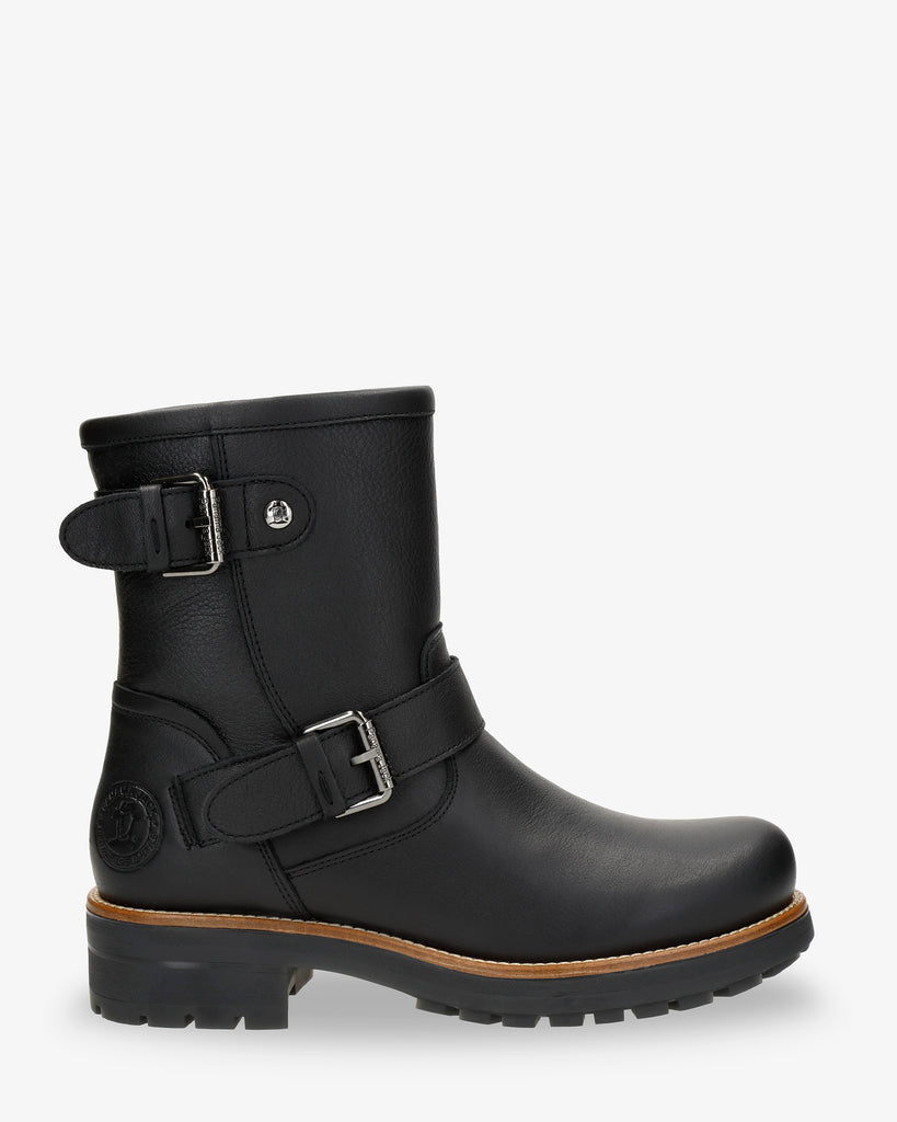 Raily Igloo botas de piel con forro interior de pelo natural. negro