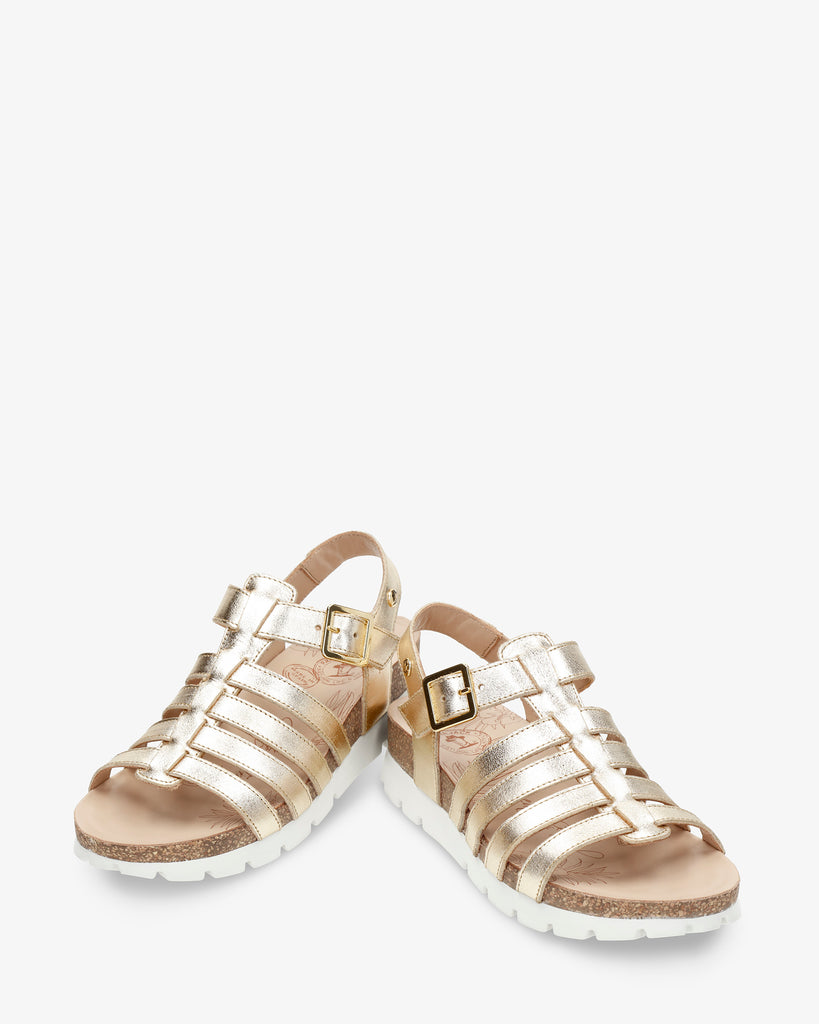 Sasha Shine sandalias de piel con forro interior de piel. oro