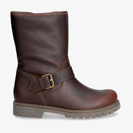 Singapur botas de piel con forro interior de pelo. castaño